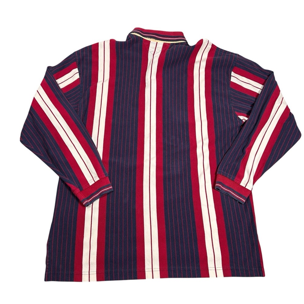 Vtg Tommy Hilfiger Adult Shirt XL Red Blue White Vertical Striped Polo - Picture 5 of 8